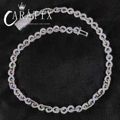 CARÁTIX – 6mm Infinity 8-Character Cuban Link Necklace | Paved Crystal Bling Jewelry for Men & Women