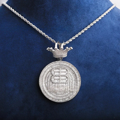 Iced Out "Crown Clasp" Initial Pendant | Men's Punk Hip Hop Letter Necklace - CaratixJewelry