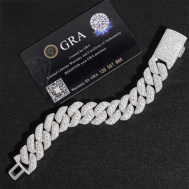 18mm Triple-Row Full-Iced Moissanite Cuban Chain in S925 Sterling Silver - CaratixJewelry