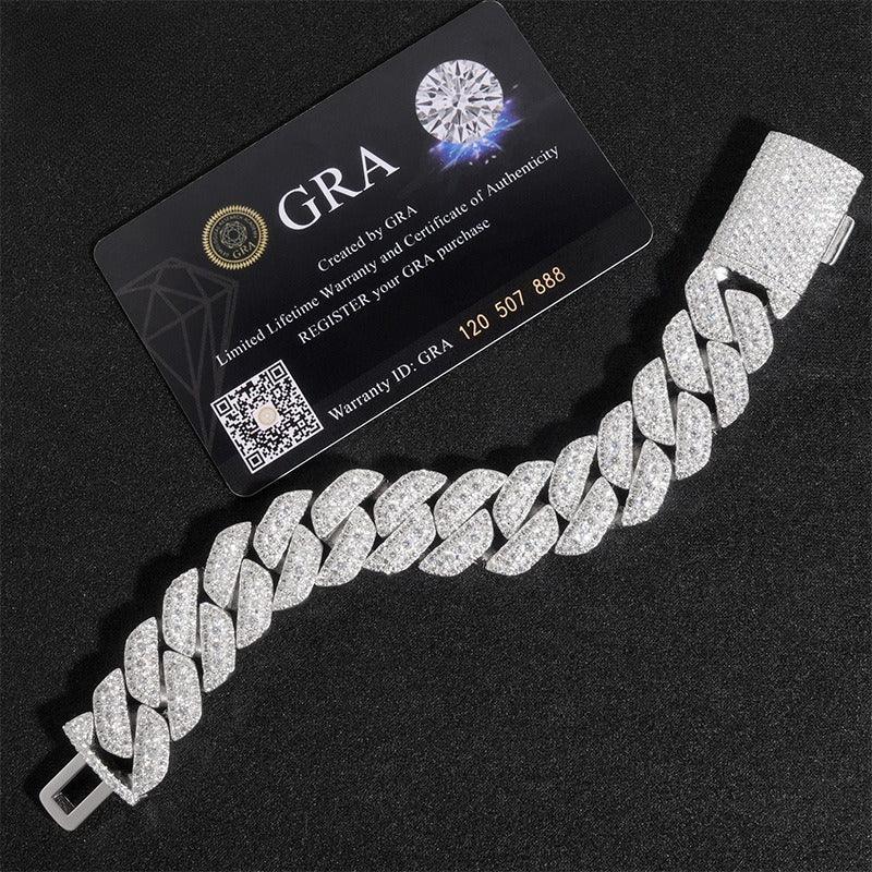 18mm Triple-Row Full-Iced Moissanite Cuban Chain in S925 Sterling Silver - CaratixJewelry