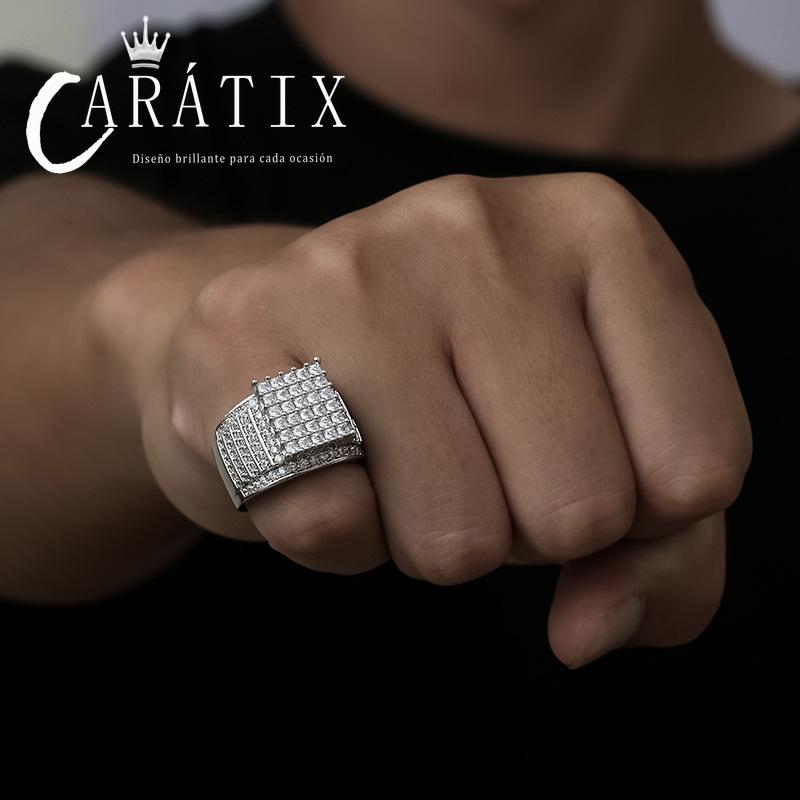CARÁTIX Micro-Inlaid Zircon Ring | Real Electroplated High Quality Hip Hop Jewelry for Men