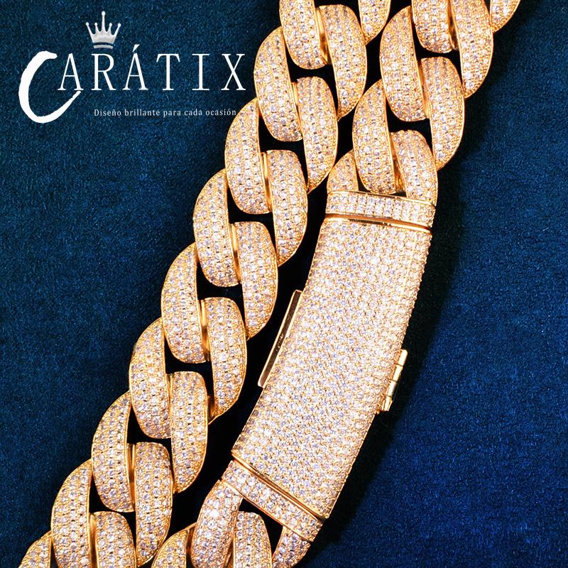 CARÁTIX Hip Hop 20mm Round Cuban Link Chain Necklace – Iced Out CZ Jewelry in Rose Gold & Silver for Men & Women