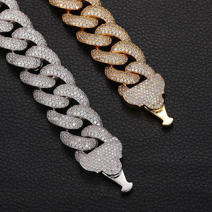 CARÁTIX 20mm Heavy Cuban Link Chain Necklace – 5A+ CZ Iced Out Hip Hop Bling Jewelry for Men | Solid Rapper Gift - CaratixJewelry