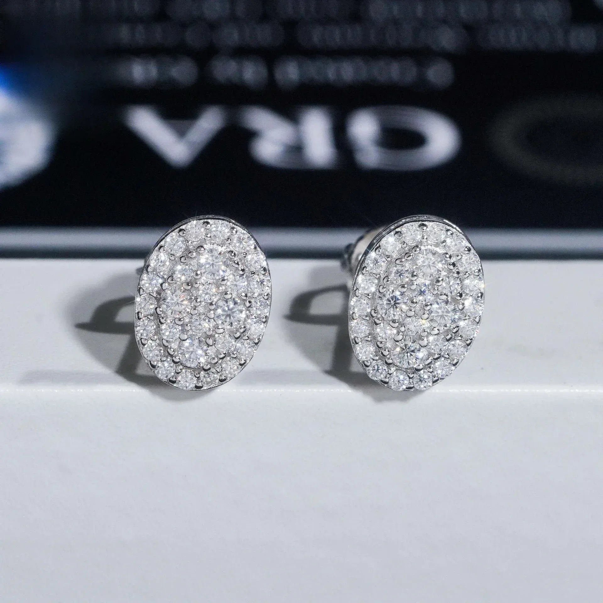 Fashion 925 Silver Square Synthetic Moissanite Stud Earrings Unisex Couple Style - CaratixJewelry