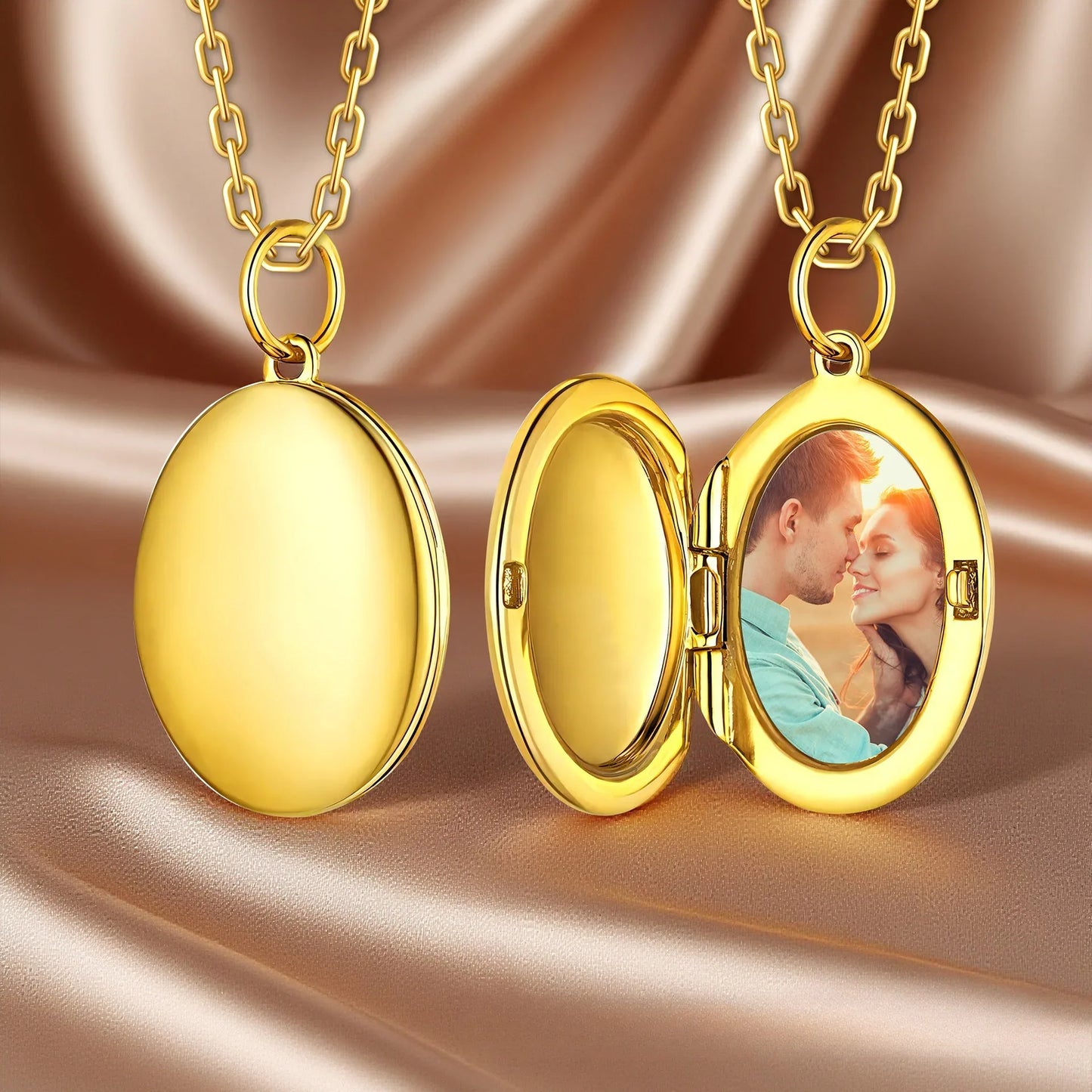 S925 Sterling Silver Oval Locket Necklace | Custom Photo Memory Pendant | Caratix