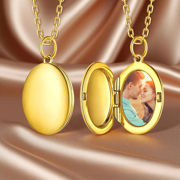 S925 Sterling Silver Oval Locket Necklace | Custom Photo Memory Pendant | Caratix