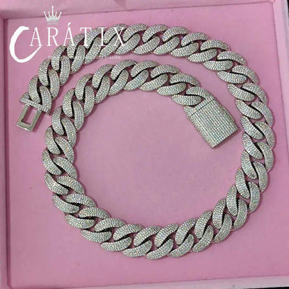 CARÁTIX – 20mm Bling Cuban Link Chain Necklace | Gold & Silver Plated Hip Hop Jewelry for Women