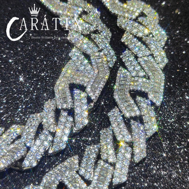 CARÁTIX 15mm Silver Cuban Link Chain Necklace – Cubic Zirconia Iced Out Hip Hop Bling Jewelry for Men | Gift