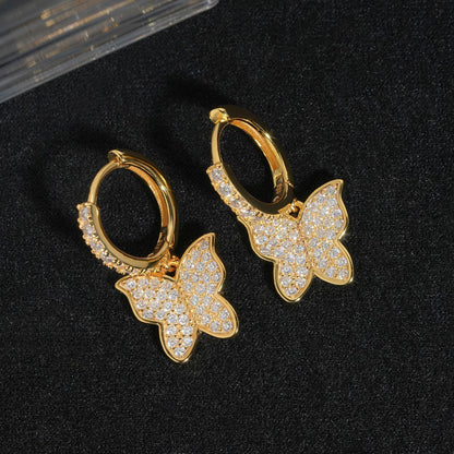 925 Silver Full Pavé Moissanite Butterfly Look Earrings for Women - CaratixJewelry