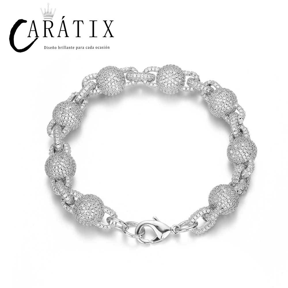 CARÁTIX 10.5MM Miami Cuban Chain Necklace – Round Ball Bead Choker with Micro Pave CZ, Hip Hop Jewelry for Men & Women Gift