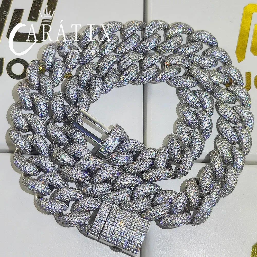 CARÁTIX - 14mm  Miami Cuban Chunky Link Chain Box Clasp Bling Cubic Zirconia Necklace for Her chain with large link Valentine's Day Gift for Men & Girls & Boys Mothers' Day Gift #Springtok