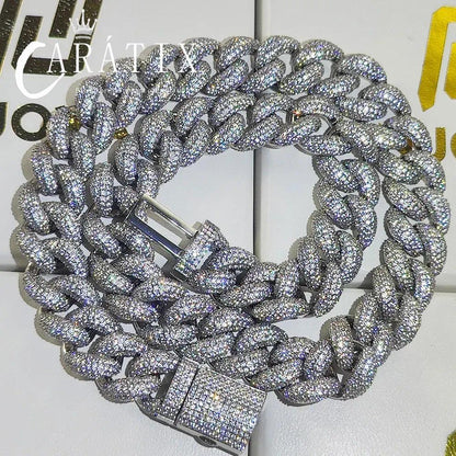 CARÁTIX - 14mm  Miami Cuban Chunky Link Chain Box Clasp Bling Cubic Zirconia Necklace for Her chain with large link Valentine's Day Gift for Men & Girls & Boys Mothers' Day Gift #Springtok