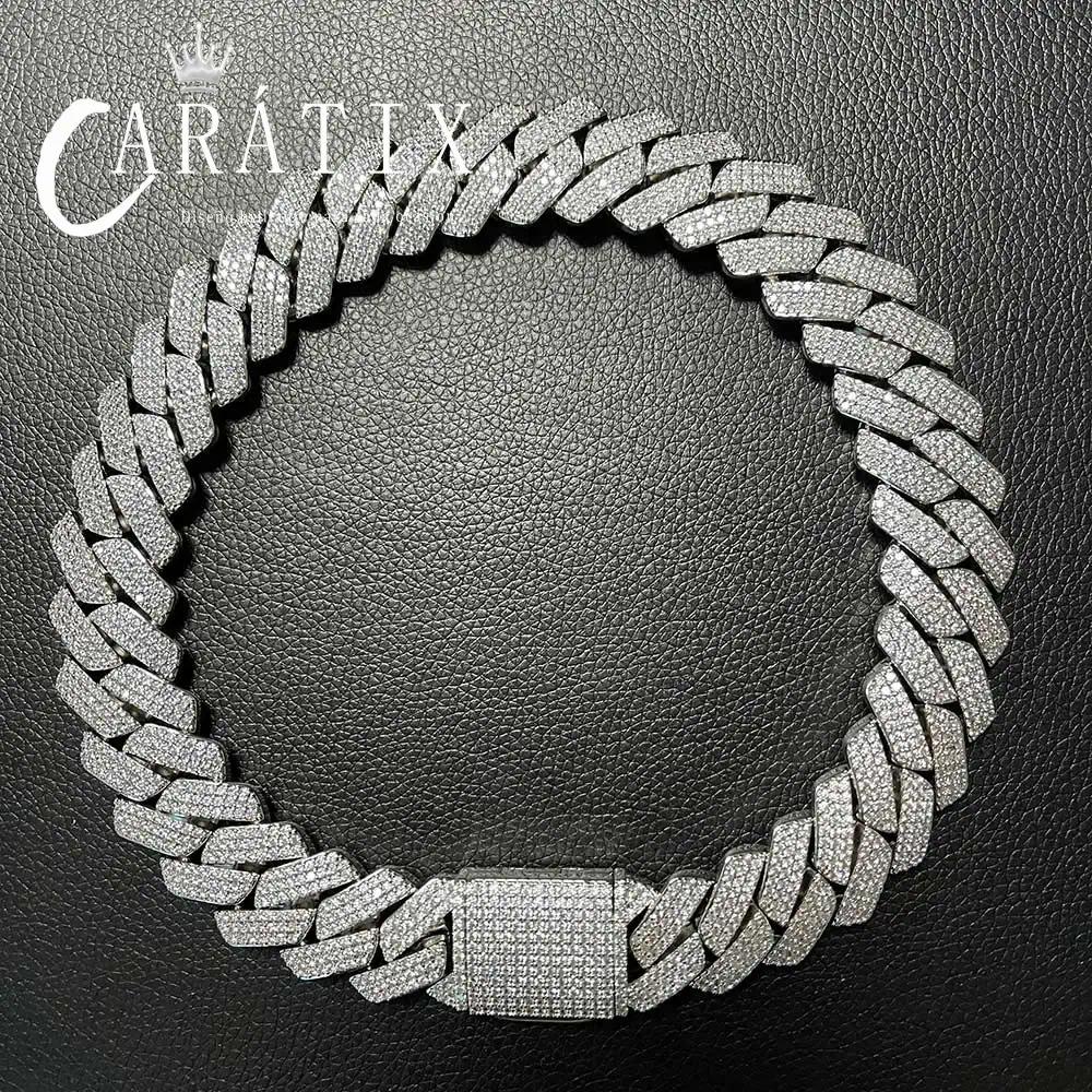 CARÁTIX 25mm Iced Out Cuban Link Chain Necklace – CZ Prong Set Thick Hip Hop Bling Jewelry for Men | Rapper Gift