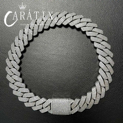 CARÁTIX 25mm Iced Out Cuban Link Chain Necklace – CZ Prong Set Thick Hip Hop Bling Jewelry for Men | Rapper Gift