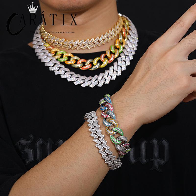 CARÁTIX 20mm 4-Row Rhombus Cuban Chain | CZ Iced Out Miami Link Hip Hop Necklace for Men