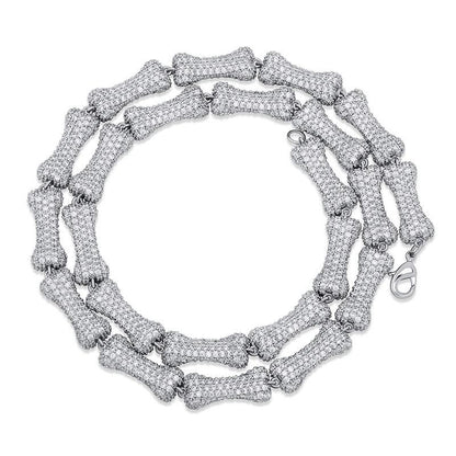 CARÁTIX Bone Link Chain | Full AAA CZ Iced Out Hip Hop Necklace for Men & Women
