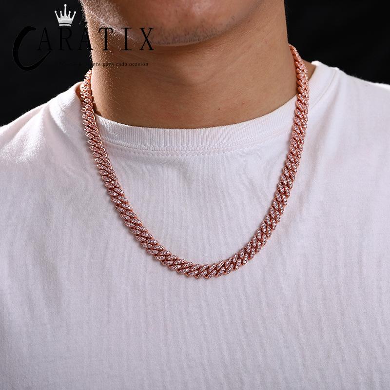 CARÁTIX 8mm Solid Cuban Link Chain Set – 5A+ CZ Iced Out Hip Hop Bling Bracelets & Necklaces for Men & Women | Unisex Rapper Gift