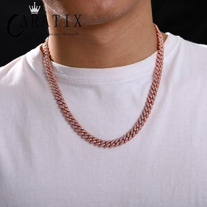 CARÁTIX 8mm Solid Cuban Link Chain Set – 5A+ CZ Iced Out Hip Hop Bling Bracelets & Necklaces for Men & Women | Unisex Rapper Gift