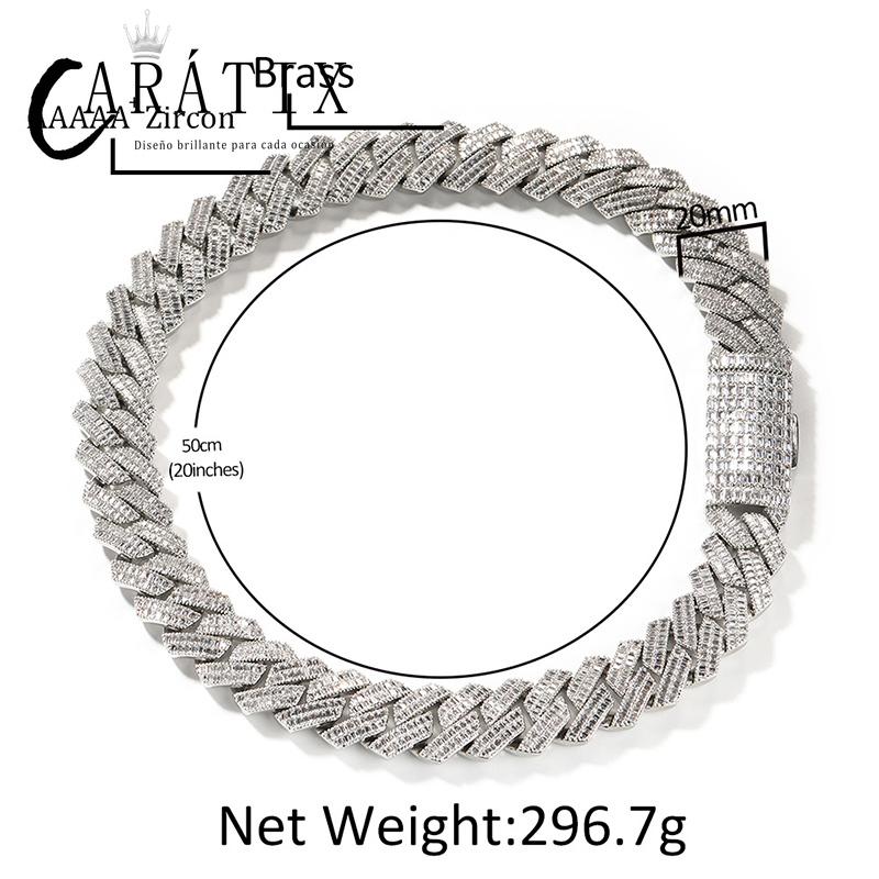 CARÁTIX 20mm Iced Out Cuban Link Chain Necklace – Heavy CZ Rhombus Hip Hop Bling Jewelry for Men | Rapper Curb Choker Gift