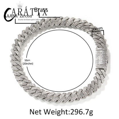 CARÁTIX 20mm Iced Out Cuban Link Chain Necklace – Heavy CZ Rhombus Hip Hop Bling Jewelry for Men | Rapper Curb Choker Gift