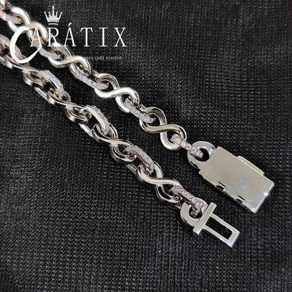 CARÁTIX – 6mm Infinity 8-Character Cuban Link Necklace | Paved Crystal Bling Jewelry for Men & Women