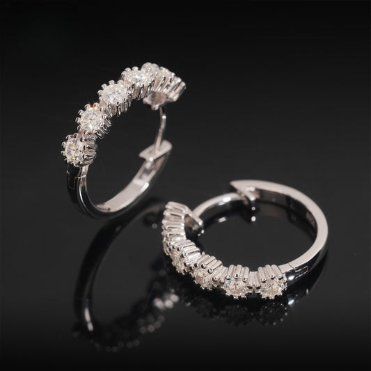 Medium Moissanite Hoop Earrings S925 Silver | 25mm D VVS1 Iced Out Hoops | Caratix