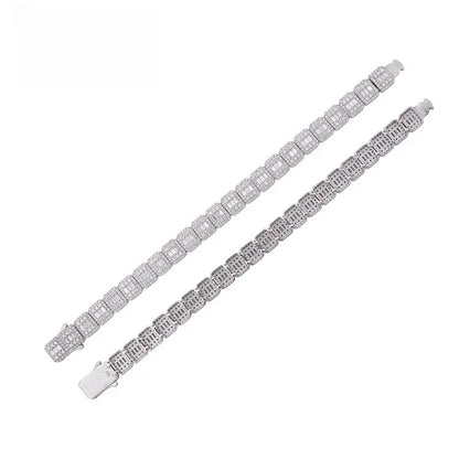 9mm Square Moissanite Bracelet | S925 Silver Men’s Hip Hop Jewelry - CaratixJewelry