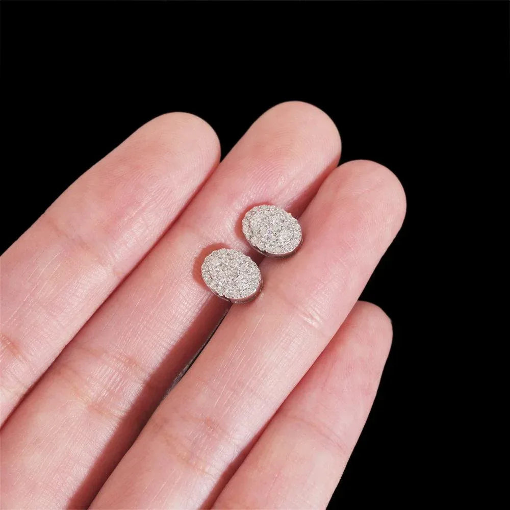 Fashion 925 Silver Square Synthetic Moissanite Stud Earrings Unisex Couple Style - CaratixJewelry