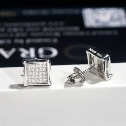 S925 Silver Square D Color Moissanite Inspired Stud Earrings - CaratixJewelry