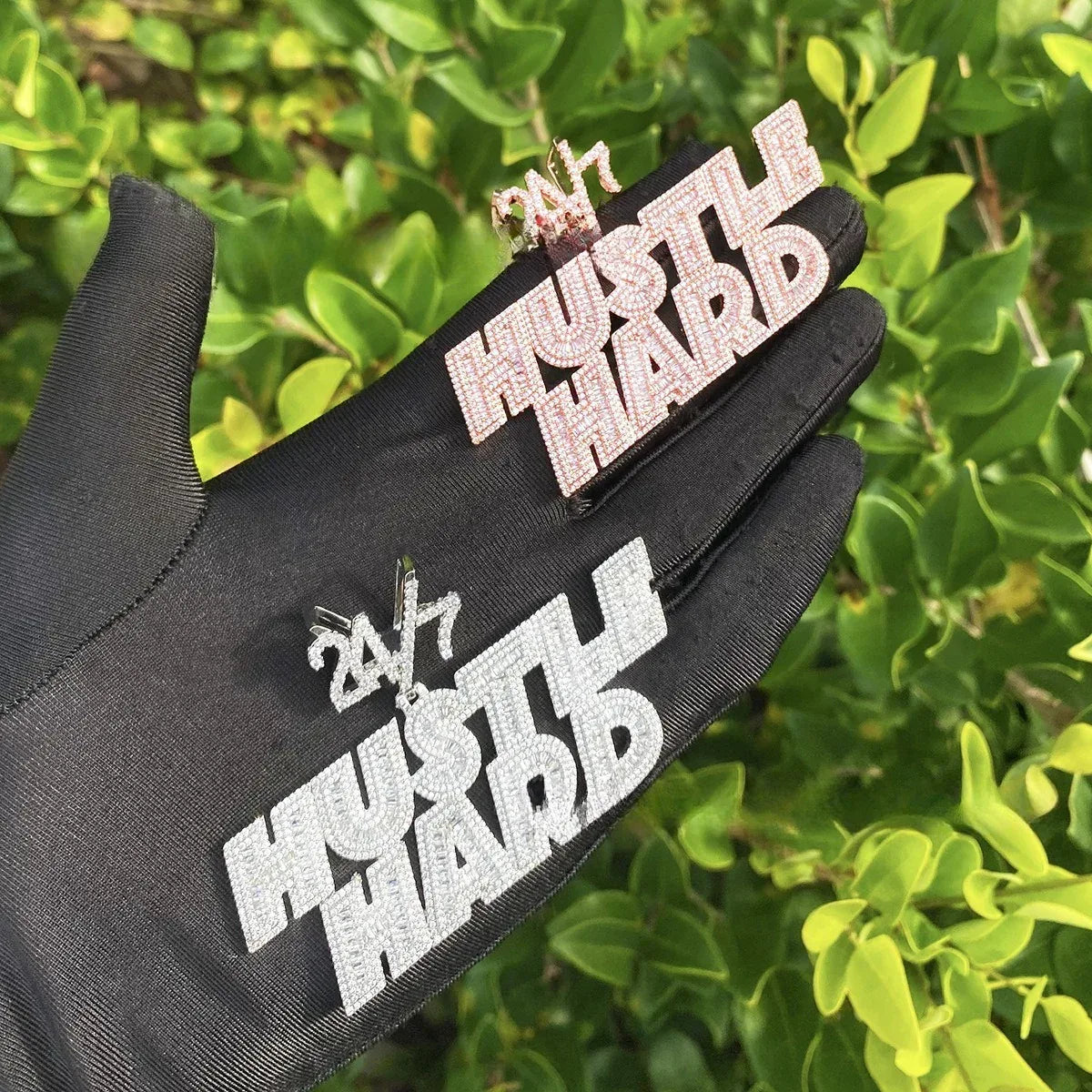 Iced Out "24/7" Bail Letter Pendant | Men's Real Copper CZ Necklace - CaratixJewelry