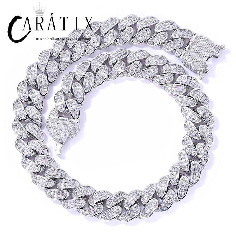 CARÁTIX 18mm Cuban Miami Chain | 5A+ CZ Iced Out Solid Round Hip Hop Necklace for Men