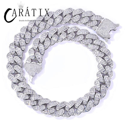 CARÁTIX 18mm Cuban Miami Chain | 5A+ CZ Iced Out Solid Round Hip Hop Necklace for Men