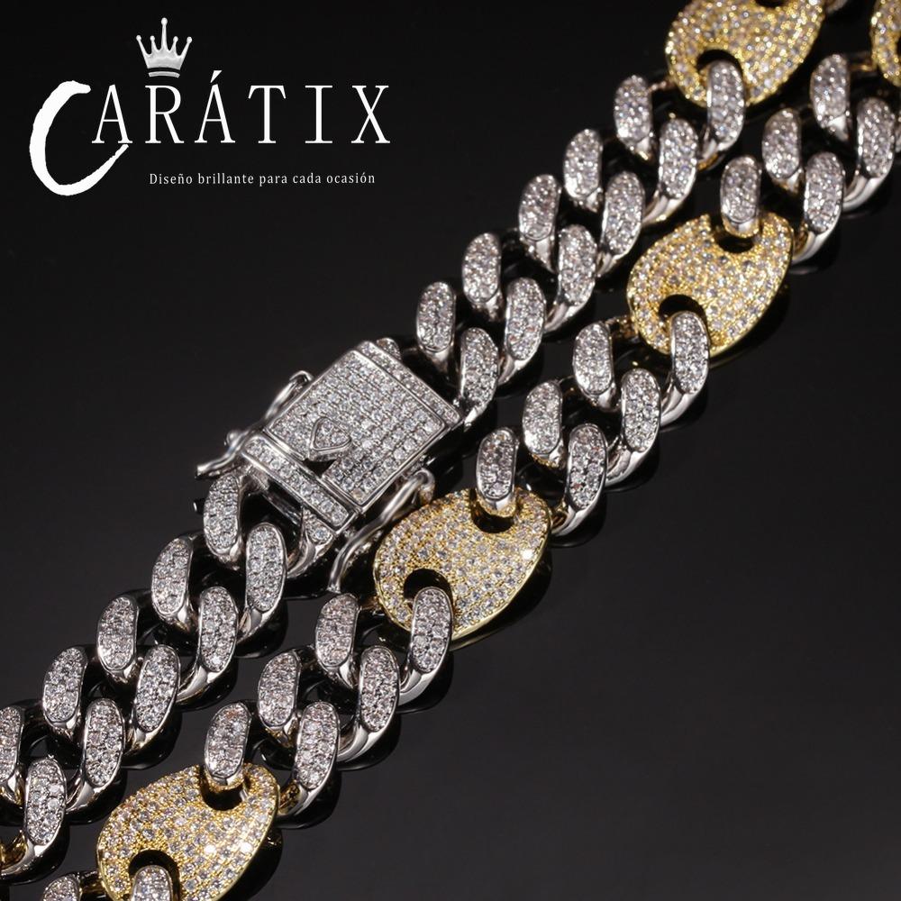 CARÁTIX 13mm Prong Cuban Chain | White AAA CZ Iced Out Hip Hop Necklace for Men