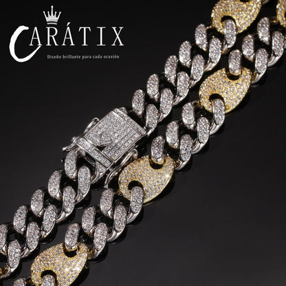 CARÁTIX 13mm Prong Cuban Chain | White AAA CZ Iced Out Hip Hop Necklace for Men