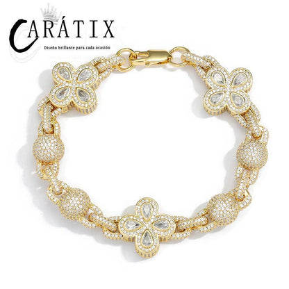 CARÁTIX – Luxury Cross Cuban Chain Bracelet & Necklace Set | Bling CZ Fashion Jewelry for Women