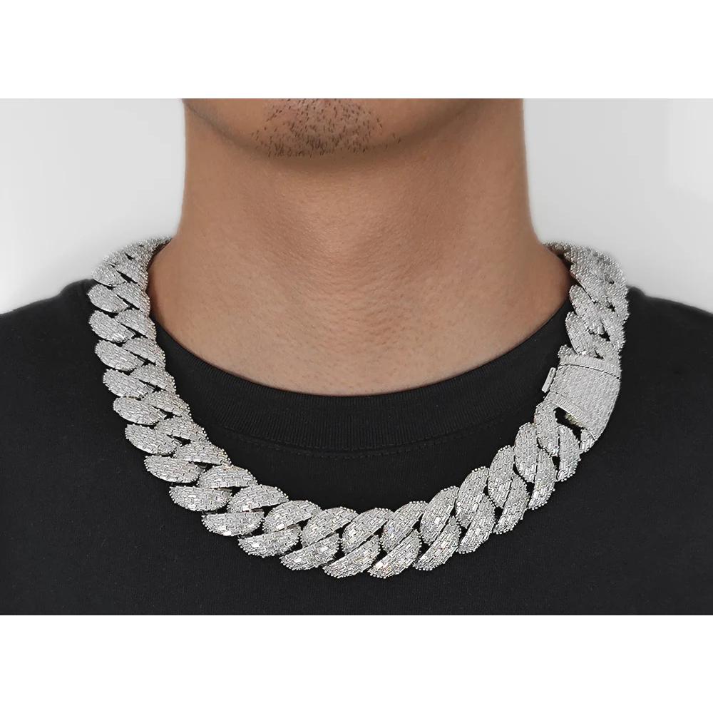 CARÁTIX - 24mm 4 Rows Rectangle Zircon Cuban Chain Necklace Bling  Cz Prong Necklace Thick Cuban Chain For Men Valentine's Day Gift for Men & Girls & Boys Mothers' Day Gift #Springtok