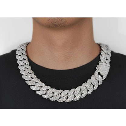 CARÁTIX - 24mm 4 Rows Rectangle Zircon Cuban Chain Necklace Bling  Cz Prong Necklace Thick Cuban Chain For Men Valentine's Day Gift for Men & Girls & Boys Mothers' Day Gift #Springtok