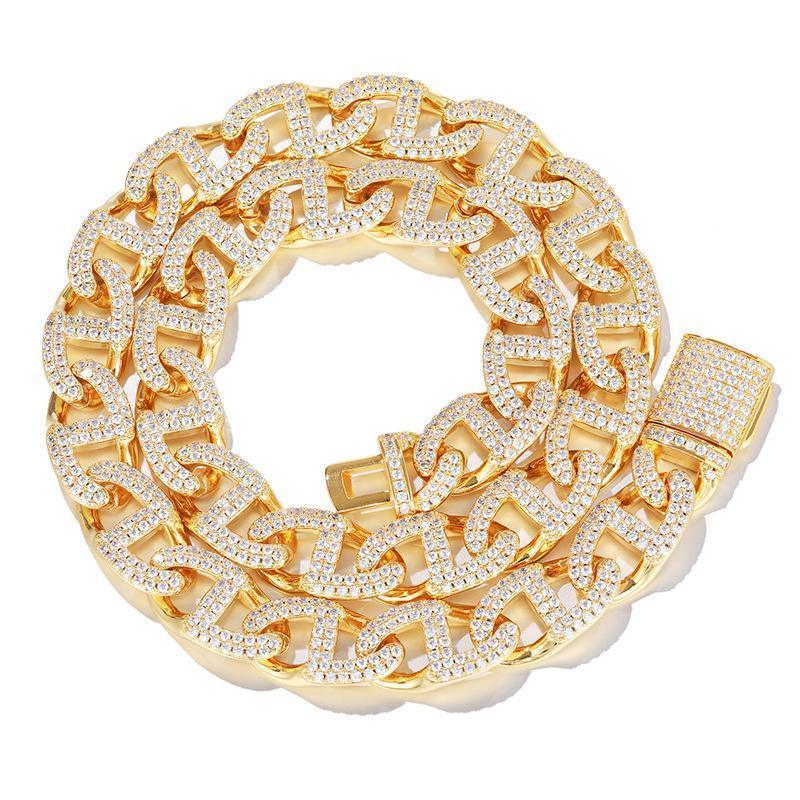 CARÁTIX 13mm Geometric Box Lock Chain | 5A+ CZ Iced Out Hip Hop Cuban Necklace for Men - CaratixJewelry