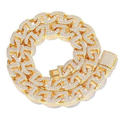 CARÁTIX 13mm Geometric Box Lock Chain | 5A+ CZ Iced Out Hip Hop Cuban Necklace for Men - CaratixJewelry