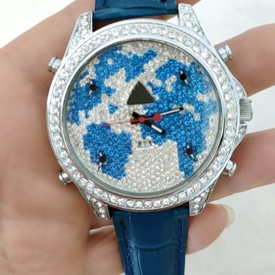Starburst Moissanite Style Watch Men's Leather Band | Caratix