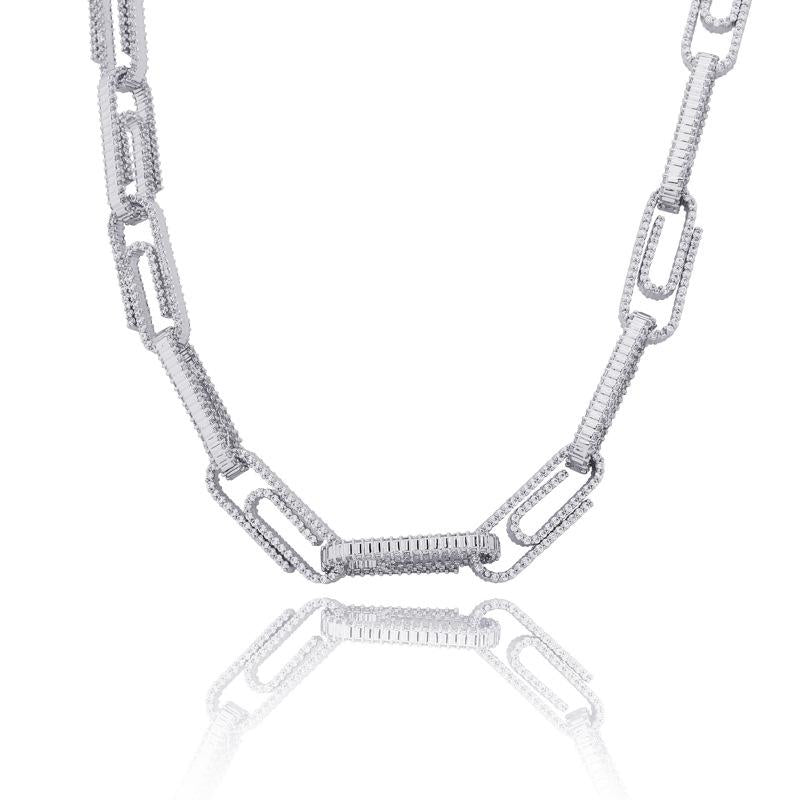 CARÁTIX AAA+ CZ Iced Out Pin Link Chain Necklace – Gold & Rose Hip Hop Bling Jewelry for Men & Women | Rapper Gift