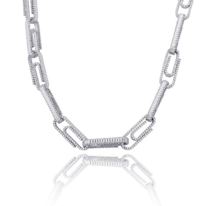 CARÁTIX AAA+ CZ Iced Out Pin Link Chain Necklace – Gold & Rose Hip Hop Bling Jewelry for Men & Women | Rapper Gift