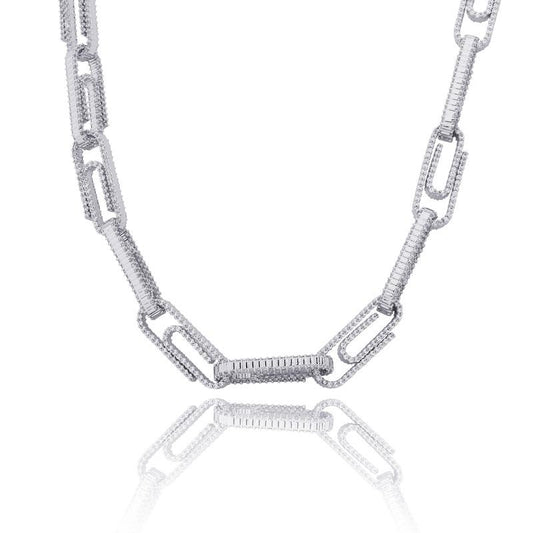 CARÁTIX AAA+ CZ Iced Out Pin Link Chain Necklace – Gold & Rose Hip Hop Bling Jewelry for Men & Women | Rapper Gift