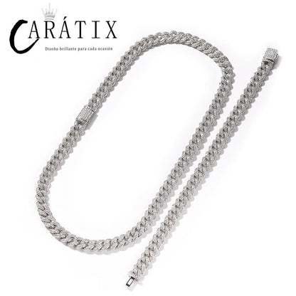 CARÁTIX 9mm Iced Out Cuban Link Chain Necklace – 5A+ CZ Solid Round Hip Hop Bling Jewelry for Men | Rapper Gift