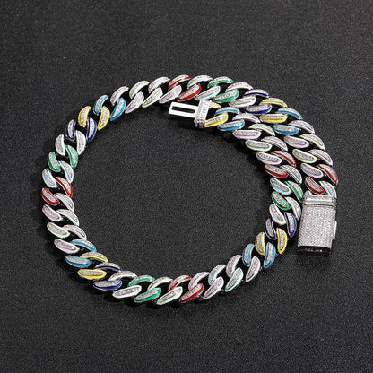 CARÁTIX 15mm Color Drip Cuban Chain | 3A+ CZ Iced Out Hip Hop Necklace for Men - CaratixJewelry