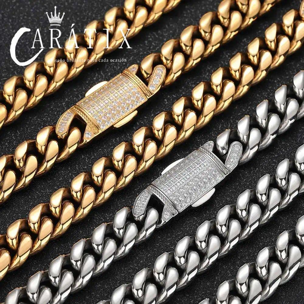 CARÁTIX – 12mm Miami Cuban Link Necklace | Stainless Steel PVD Clasp Chain for Men & Women
