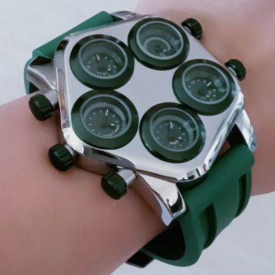 Multi-Time Zone Big Face Watch Silicone Couple Band | Caratix