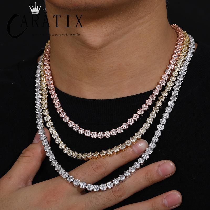 CARÁTIX Plum Blossom Tennis Chain | 3A+ CZ Iced Out Hip Hop Necklace for Men & Women (8mm)