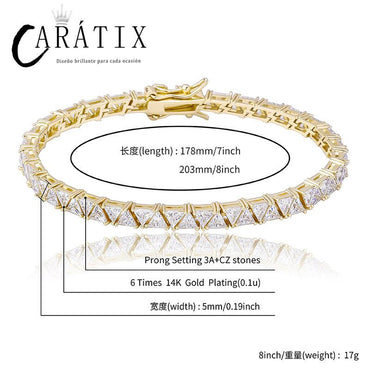 CARÁTIX - Hip Hop Claw Set Triangle CZ Stone Bling Iced Out Tennis Link Chain Chokers Necklaces for Men Women Unisex Rapper Jewelry Gift Valentine's Day Gift for Men & Girls & Boys Mothers' Day Gift #Springtok