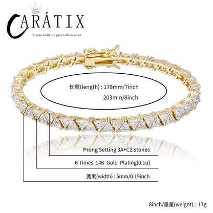 CARÁTIX - Hip Hop Claw Set Triangle CZ Stone Bling Iced Out Tennis Link Chain Chokers Necklaces for Men Women Unisex Rapper Jewelry Gift Valentine's Day Gift for Men & Girls & Boys Mothers' Day Gift #Springtok